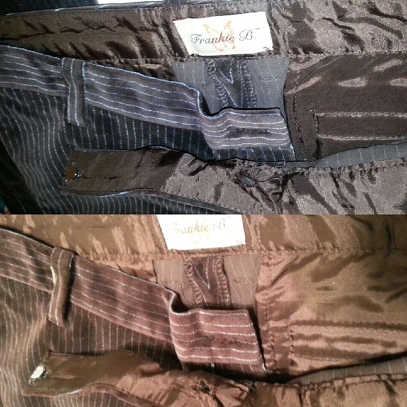 NWT FRANKIE B Velvet Low Rise 35" TALL Pin Striped Long Slacks Earth Tone - Picture 6 of 6